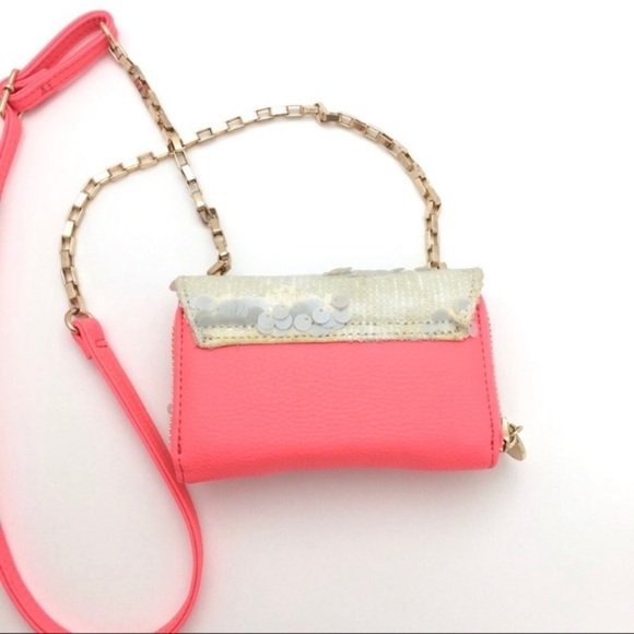 Deux Lux Elephants Sahara Sequin Spangled Crossbody Purse Bag Neon Pink - Picture 3 of 8